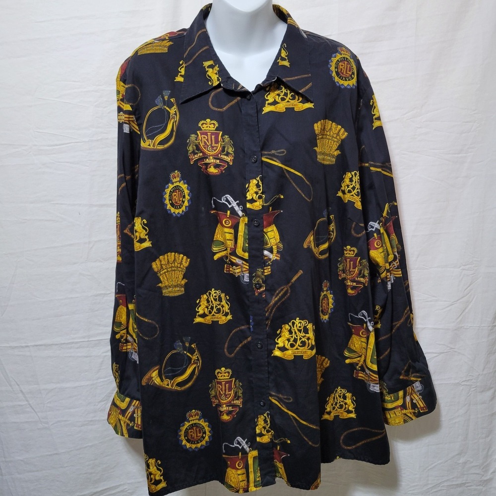 Lauren Ralph Lauren Equestrian Long Sleeve Cotton Button Up Shirt Womens size 3X